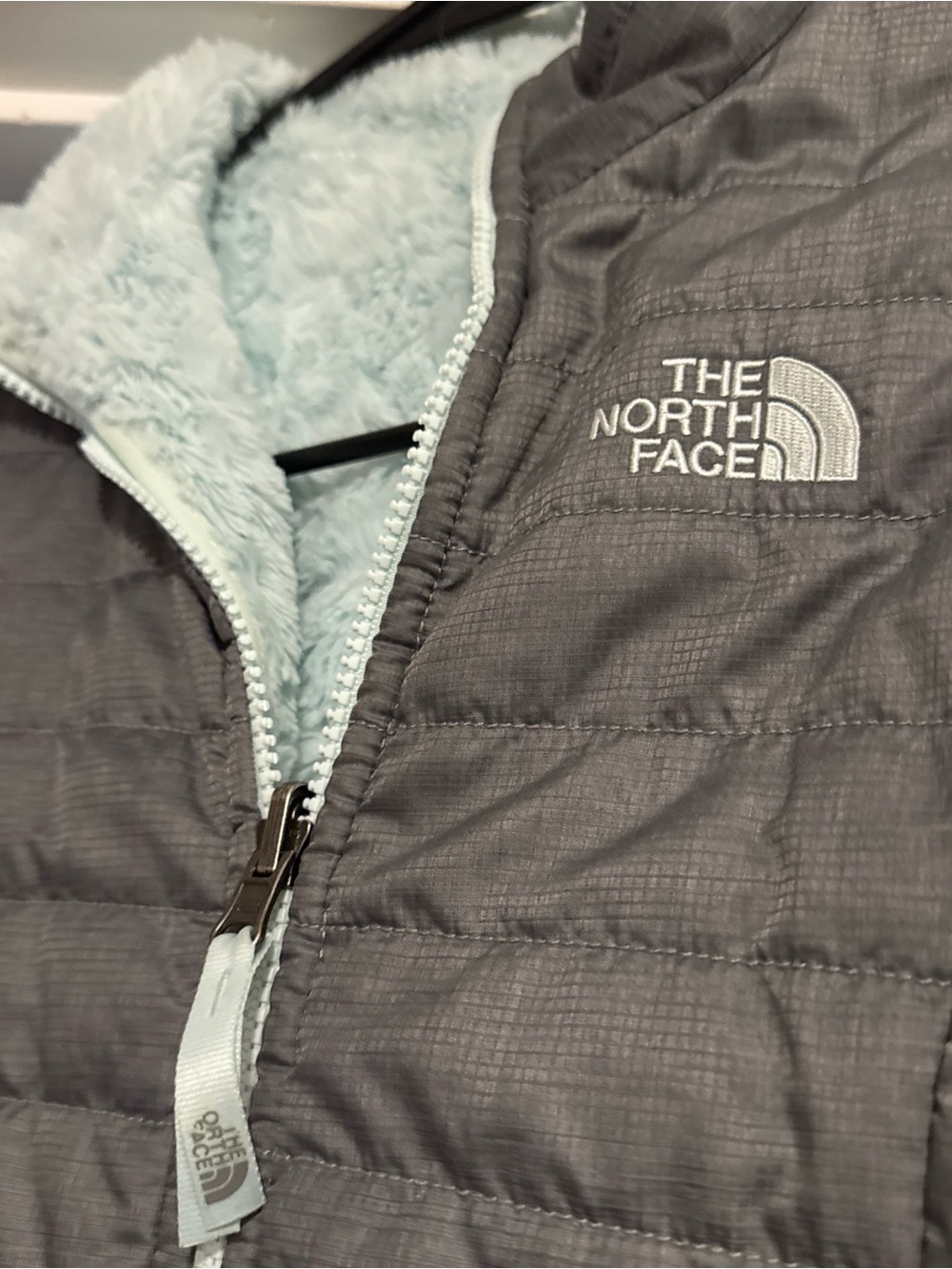 The North Face Kids Gray REVERSIBLE jacket EUC